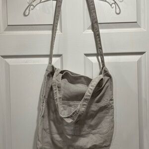 Corduroy Shoulder Bag in Light Gray